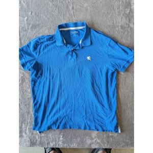 Express Pique Polo Shirt Mens XL Blue Short Sleeve Lion Logo Embroidered